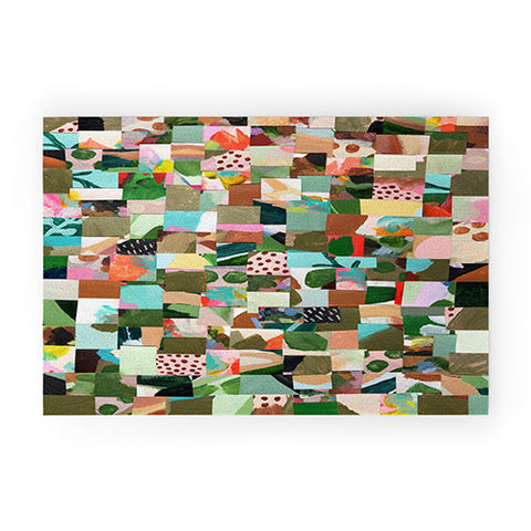 Laura Fedorowicz Fabulous Collage Green Welcome Mat