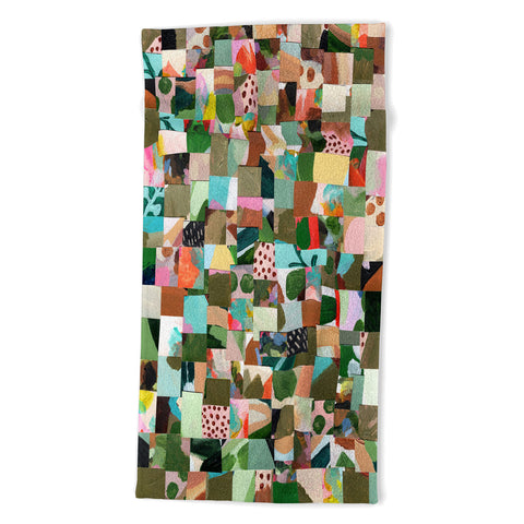 Laura Fedorowicz Fabulous Collage Green Beach Towel