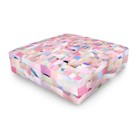 Laura Fedorowicz Fabulous Collage Pastel Outdoor Floor Cushion