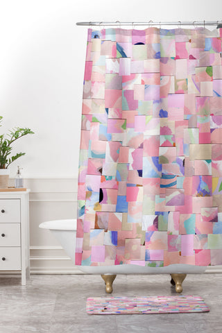 Laura Fedorowicz Fabulous Collage Pastel Shower Curtain And Mat