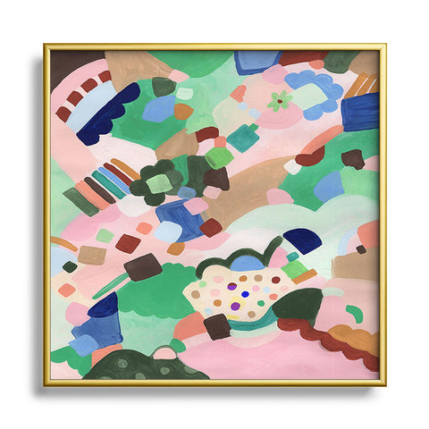 Laura Fedorowicz Happy Shapes Square Metal Framed Art Print