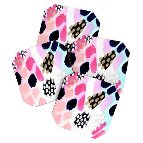Laura Fedorowicz Hot Pink Abstract Coaster Set