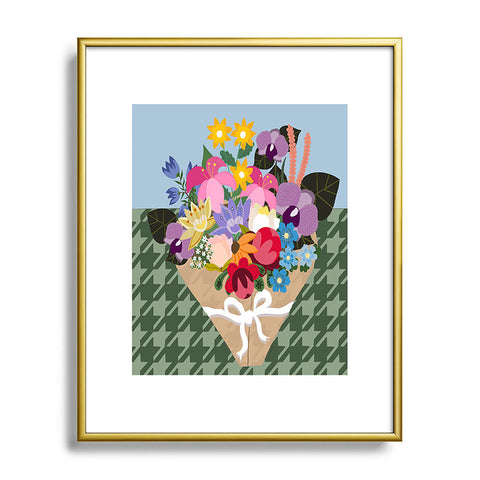 Laura Fedorowicz Houndstooth Bouquet Metal Framed Art Print