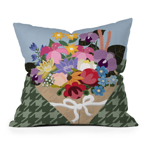 Laura Fedorowicz Houndstooth Bouquet Throw Pillow