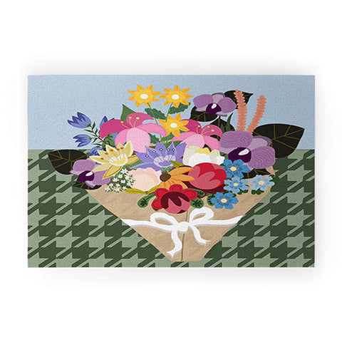 Laura Fedorowicz Houndstooth Bouquet Welcome Mat