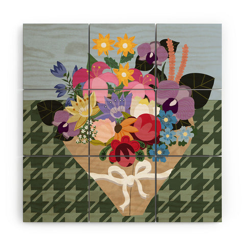 Laura Fedorowicz Houndstooth Bouquet Wood Wall Mural