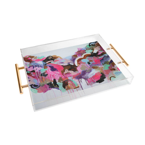 Laura Fedorowicz I Love the Flamingos Acrylic Tray