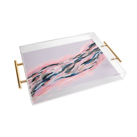 Laura Fedorowicz Pink Flutter on Grey Acrylic Tray