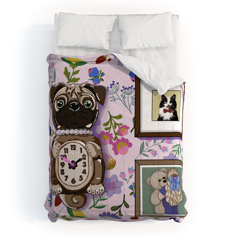 Laura Fedorowicz Pug Clock Comforter