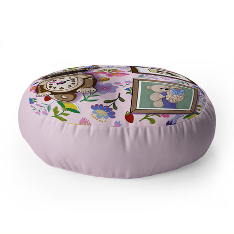 Laura Fedorowicz Pug Clock Floor Pillow Round