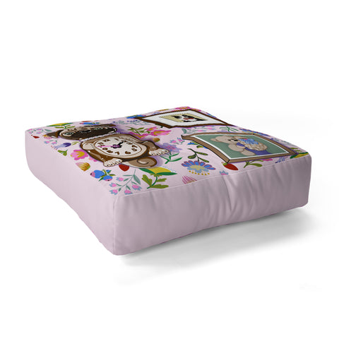 Laura Fedorowicz Pug Clock Floor Pillow Square