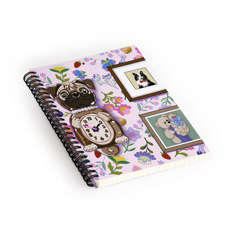 Laura Fedorowicz Pug Clock Spiral Notebook
