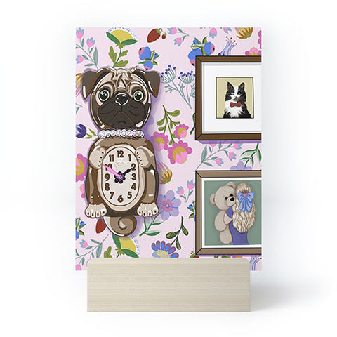 Laura Fedorowicz Pug Clock Mini Art Print