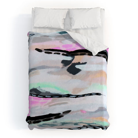 Laura Fedorowicz Rolling Abstract Lilac and Mint Duvet Cover