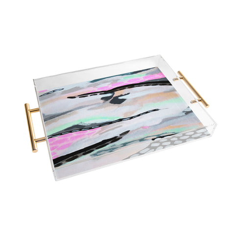 Laura Fedorowicz Rolling Abstract Lilac and Mint Acrylic Tray