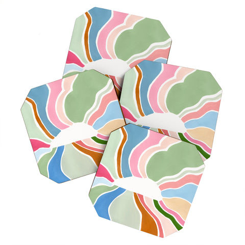 Laura Fedorowicz Sunburst White Center Coaster Set