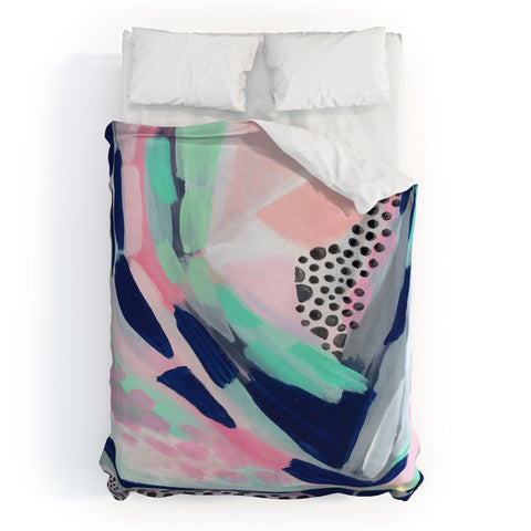 Laura Fedorowicz Walking my Unicorn Duvet Cover