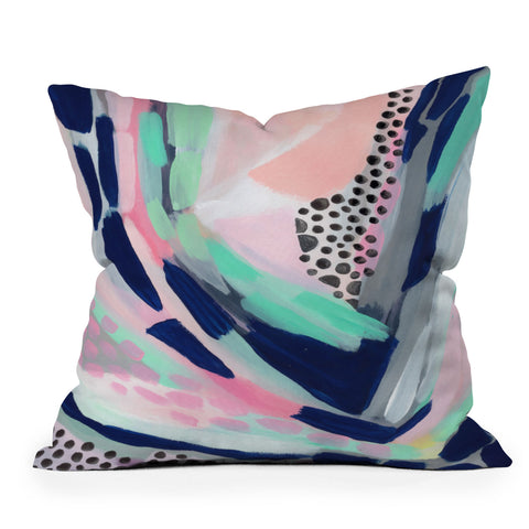 Laura Fedorowicz Walking my Unicorn Outdoor Throw Pillow