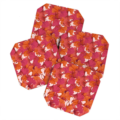 Laura Graves Autumn ginkgo leaves Coaster Set