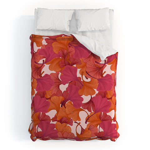 Laura Graves Autumn ginkgo leaves Duvet Cover