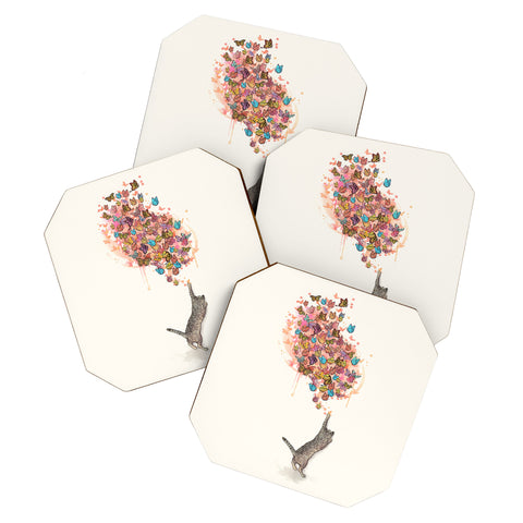 Laura Graves catching butterflies Coaster Set