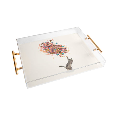 Laura Graves catching butterflies Acrylic Tray