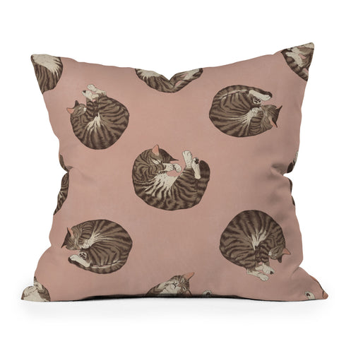 Laura Graves polka dot cats Outdoor Throw Pillow
