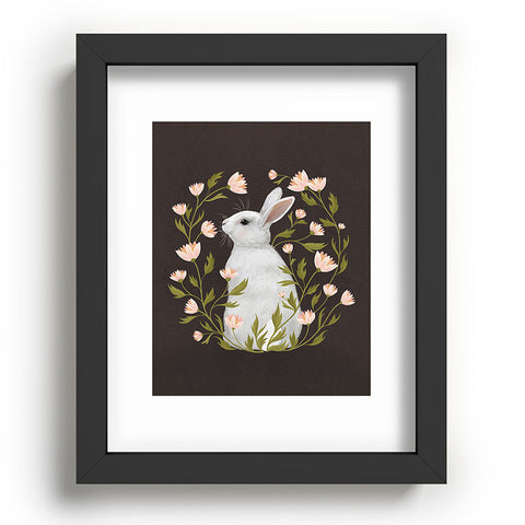 Laura Graves White Rabbit Floral Recessed Framing Rectangle