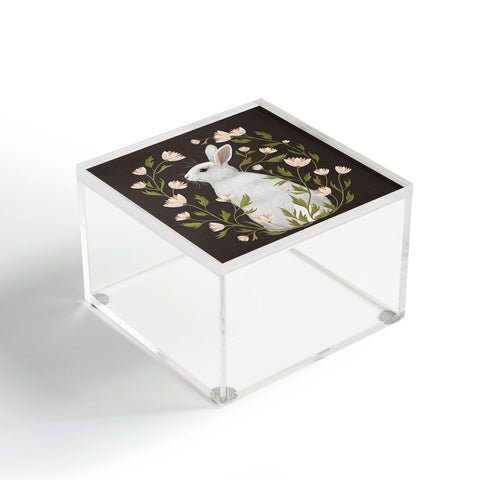 Laura Graves White Rabbit Floral Acrylic Box