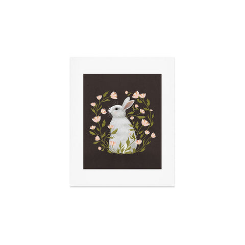 Laura Graves White Rabbit Floral Art Print