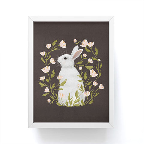 Laura Graves White Rabbit Floral Framed Mini Art Print