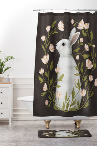 Laura Graves White Rabbit Floral Shower Curtain And Mat