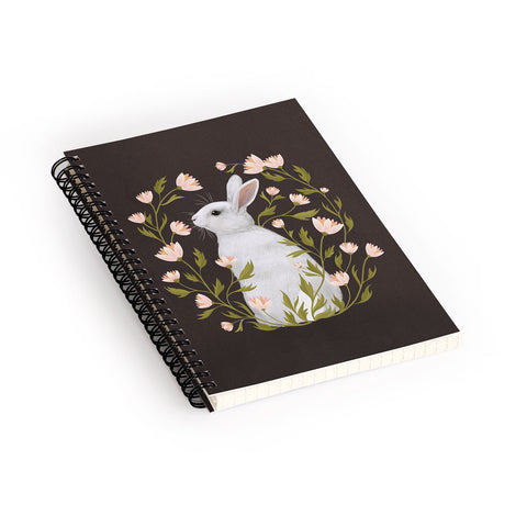 Laura Graves White Rabbit Floral Spiral Notebook
