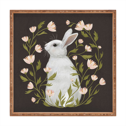 Laura Graves White Rabbit Floral Square Tray