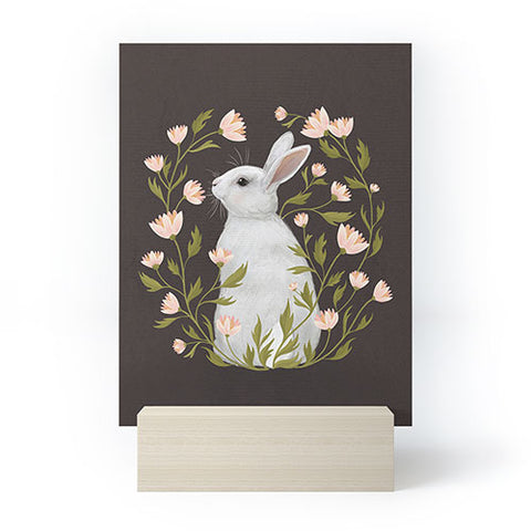 Laura Graves White Rabbit Floral Mini Art Print