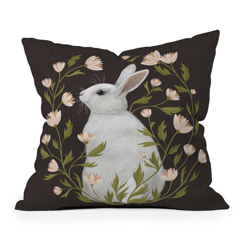 Laura Graves White Rabbit Floral Throw Pillow