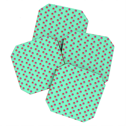 Laura Redburn Circle Spot Dot Mint Coaster Set