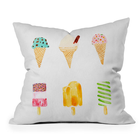 Laura Redburn Ice Cream Selection Outdoor Throw Pillow