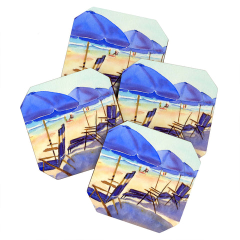 Laura Trevey Beach Chairs Coaster Set