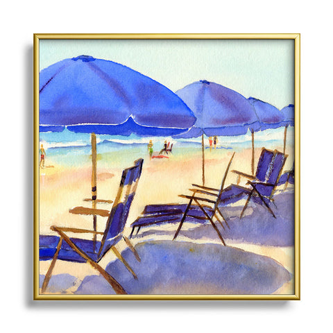 Laura Trevey Beach Chairs Square Metal Framed Art Print
