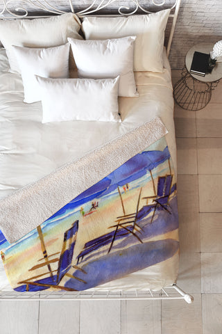 Laura Trevey Beach Chairs Fleece Throw Blanket
