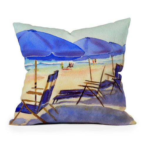 Laura Trevey Beach Chairs Throw Pillow