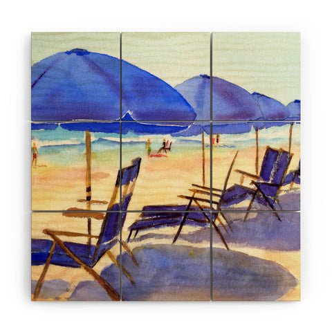 Laura Trevey Beach Chairs Wood Wall Mural