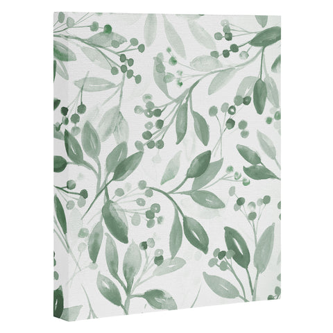 Laura Trevey Berries and Leaves Mint Art Canvas