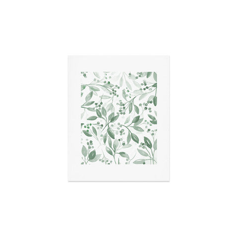 Laura Trevey Berries and Leaves Mint Art Print