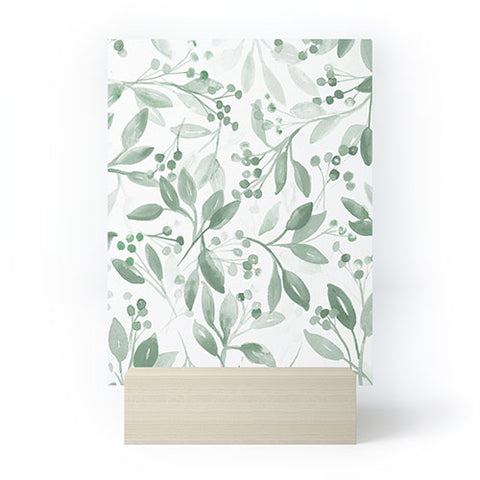 Laura Trevey Berries and Leaves Mint Mini Art Print