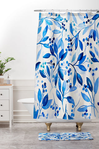 Laura Trevey Berries and Leaves Shower Curtain And Mat