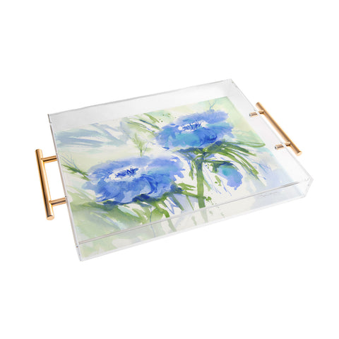 Laura Trevey Blue Blossoms Two Acrylic Tray