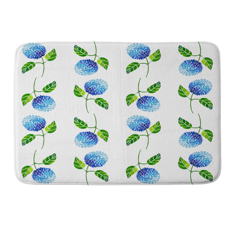 Laura Trevey Blue Hydrangea Bloom Memory Foam Bath Mat