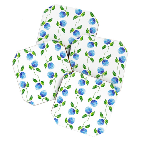 Laura Trevey Blue Hydrangea Bloom Coaster Set